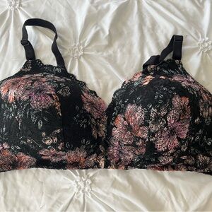 Torrid Black and Pink Floral Bra